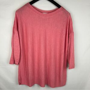 J.Jill pink linen blend knit pullover sweater size XL read